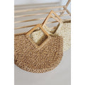 GOLD ACCENT RATTAN STRAW BAG WITH DIAMOND HANDLE (IVORY)