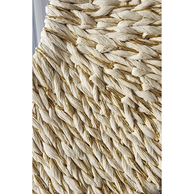 GOLD ACCENT RATTAN STRAW BAG WITH DIAMOND HANDLE (NATURAL)