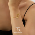 Gold Leaf Bracelet, Non Tarnish Gold Open Bangle Bracelet