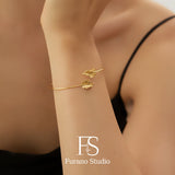 Gold Leaf Bracelet, Non Tarnish Gold Open Bangle Bracelet