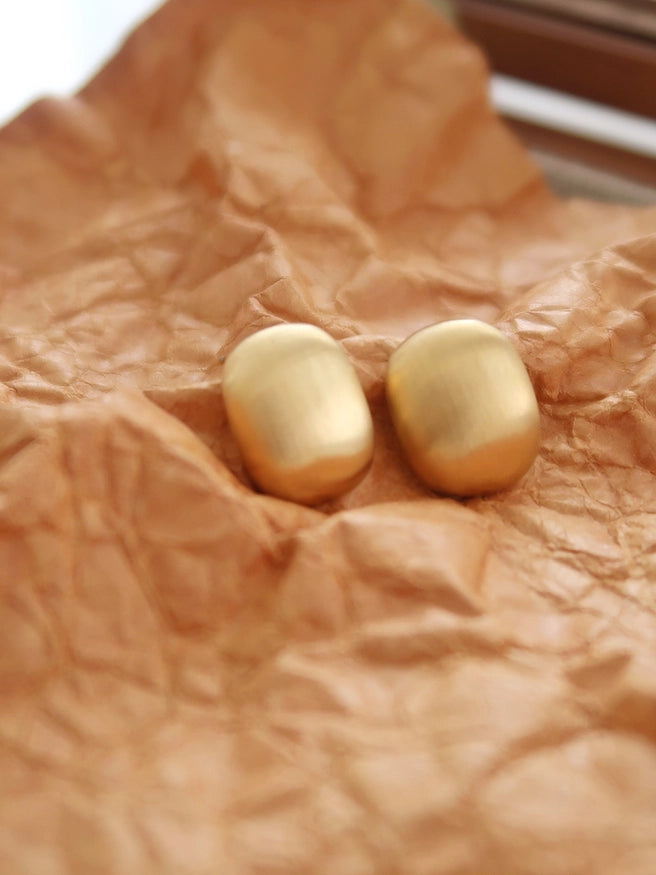 Gold Plated Matte Square Earring Studs, Glossy Stud Earring (GLOSSY)