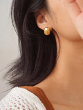 Gold Plated Matte Square Earring Studs, Glossy Stud Earring (MATTE)