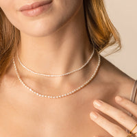 Natural Pearl Choker Necklace (Gold 3.5-4mm )