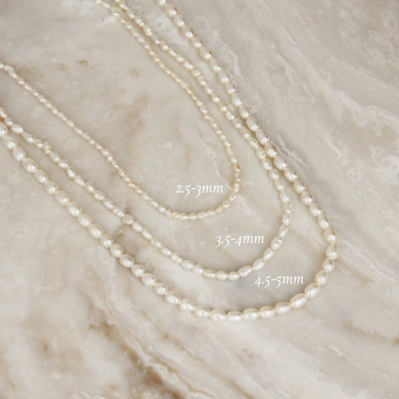 Natural Pearl Choker Necklace (Silver2.8-3mm)