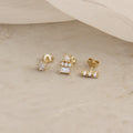 Pearl CZ Diamond Stud Earring Set