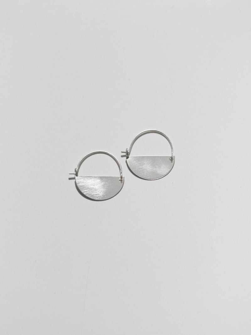 Matte Silver Half Moon Earrings: Large - 2"