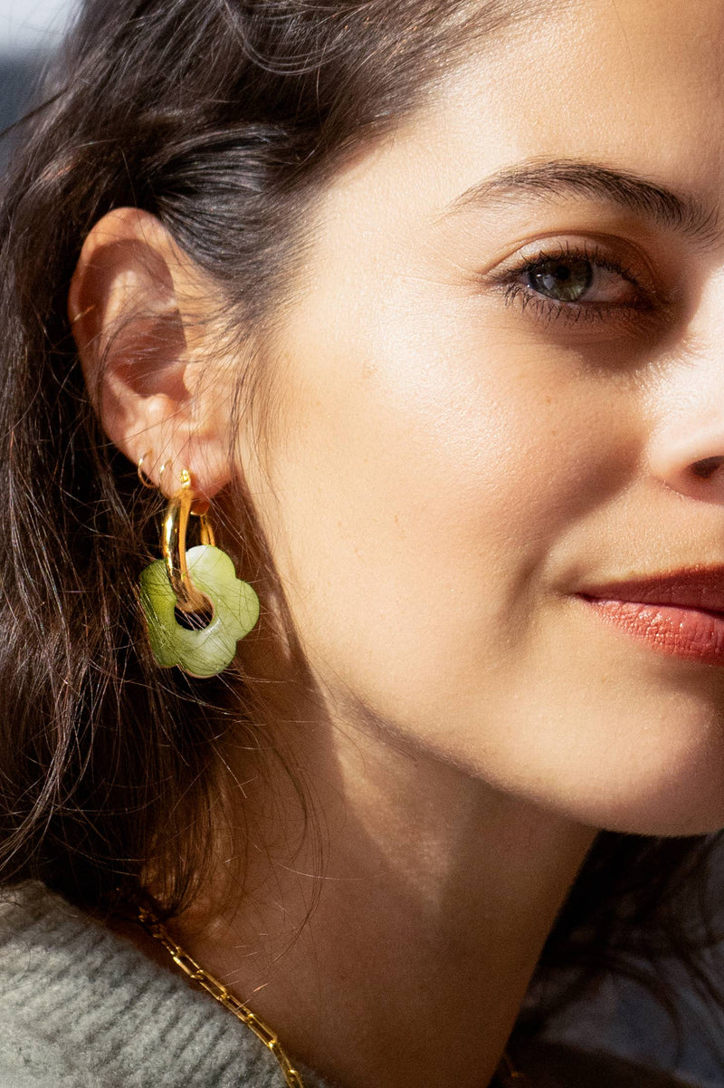 Dazy Nights in Green Grass - 24K Gold Plated Hoop