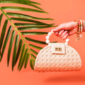 White & Cream Woven Rattan Statement Mini Bag, Spring Summer