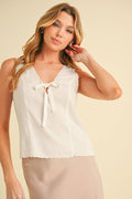 Karis Eyelet Tank: White Contemporary