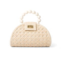 White & Cream Woven Rattan Statement Mini Bag, Spring Summer