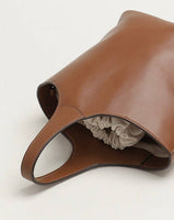Elle - Minimalism Style Genuine Leather Bucket Shape Bag