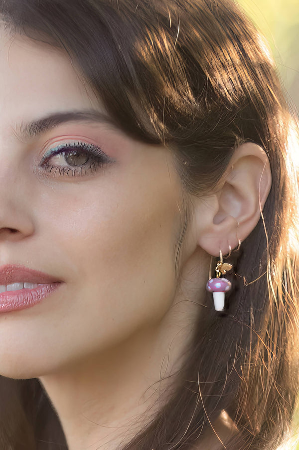 Oh Shiitake Earrings in Lavender - 18K Gold Plated - alternate