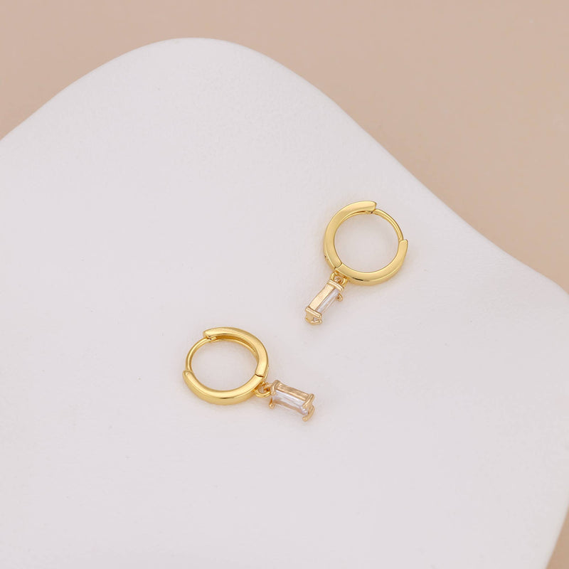 E166 huggie hoop earrings, emerald earring, dangle earring: Colorless