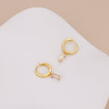 E166 huggie hoop earrings, emerald earring, dangle earring: Green