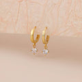 E165 gold dangle earring, dangle earring, emerald earring: Colorless