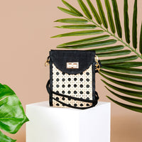 Black Woven Rattan  Crossbody Bag | Luxe 
Travel