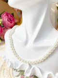 Single strand small white pearl necklace set, pearl studs