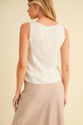 Karis Eyelet Tank: White Contemporary