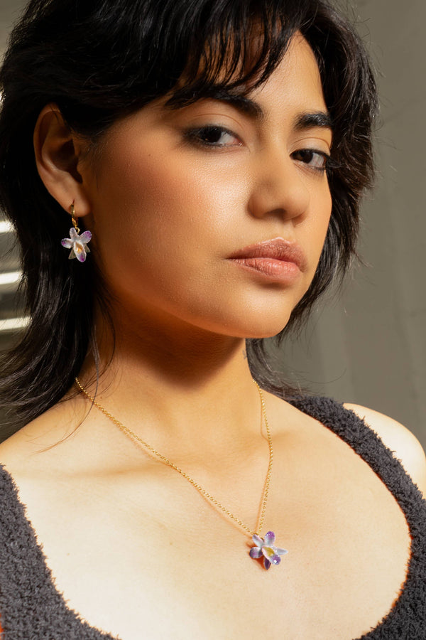 Earth Angel Orchid Necklace in Magenta - alternate