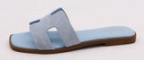 Bamboo CONCEPT-27 Women H-cutout Strap Slipon Flat Sandals: NATURAL RAFFIA