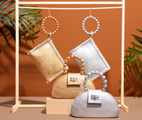 Gold Woven Straw Resort  Wristlet Clutch Pouch | Summer 2025