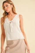 Karis Eyelet Tank: White Contemporary