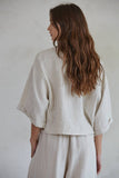 L7103 | Button Down Collar Neck Short Sleeve Shirt Top: Clay