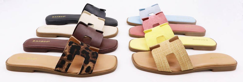 Bamboo CONCEPT-27 Women H-cutout Strap Slipon Flat Sandals