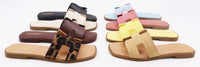 Bamboo CONCEPT-27 Women H-cutout Strap Slipon Flat Sandals: IVORY SOFT PU / 18A-5.5(1)-6(2)-6.5(2)-7(3)-7.5(3)-8(3)-8.5(2)-9(1)-10(1)