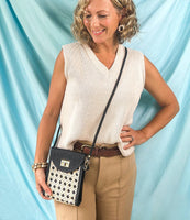 Black Woven Rattan  Crossbody Bag | Luxe 
Travel