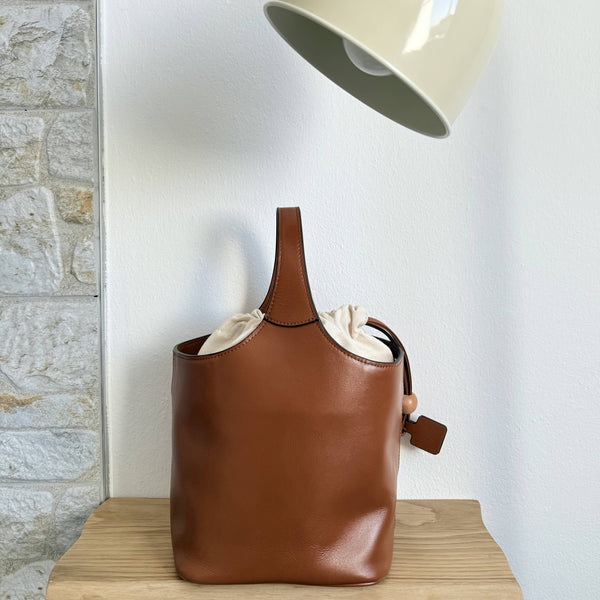 Elle - Minimalism Style Genuine Leather Bucket Shape Bag - alternate