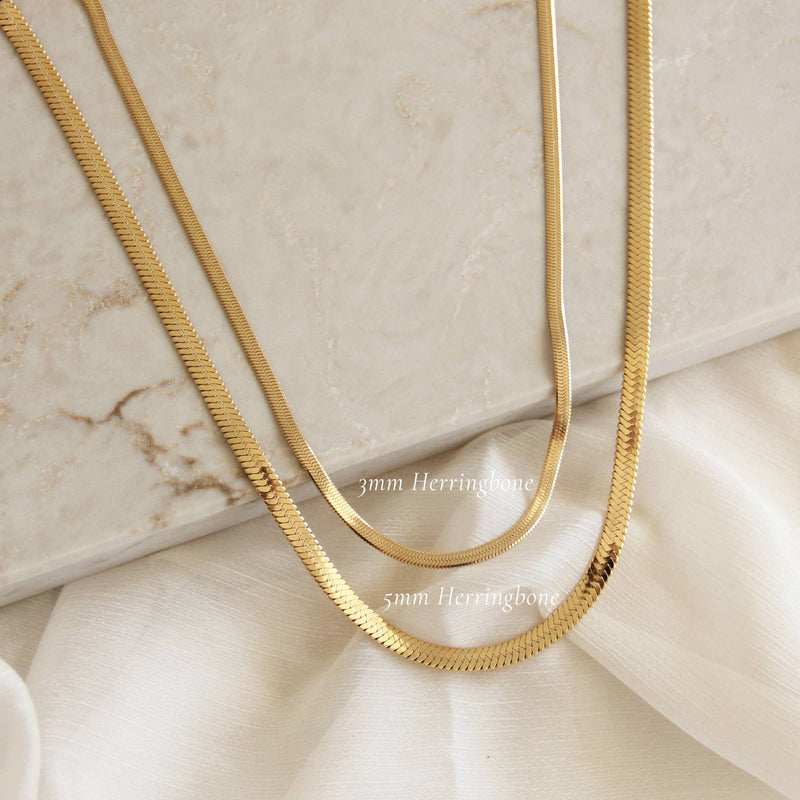 Herringbone Chain Necklace (5mm / Silver)