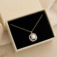 Pearl CZ Halo Necklace