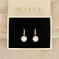 Pearl CZ Dangle Hoop Earrings