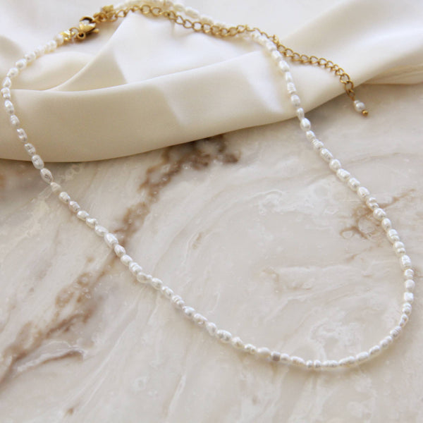 Natural Pearl Choker Necklace (Silver2.8-3mm)