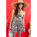 BLUE AND WHITE COLOR BLOCK RATTAN STRAW BAG
